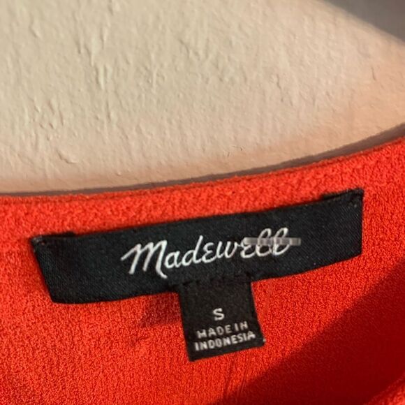 Madewell Flare Hem Top In Bright Poppy Size Small - Picture 5 of 8